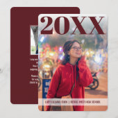 Modern Afstuderen | Maroon | 2 Foto | Aangepast Kaart