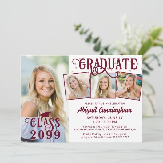 Modern Afstuderen Maroon 4 Fotocollage Kaart (Staand voorkant)