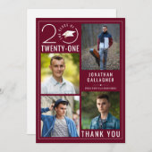 Modern Afstuderen Maroon Stijlvol Klasse Jaar Bedankkaart (Voorkant / Achterkant)