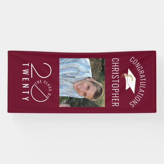 Modern Afstuderen Maroon Stylist Klasse Jaar Spandoek (Horizontaal)