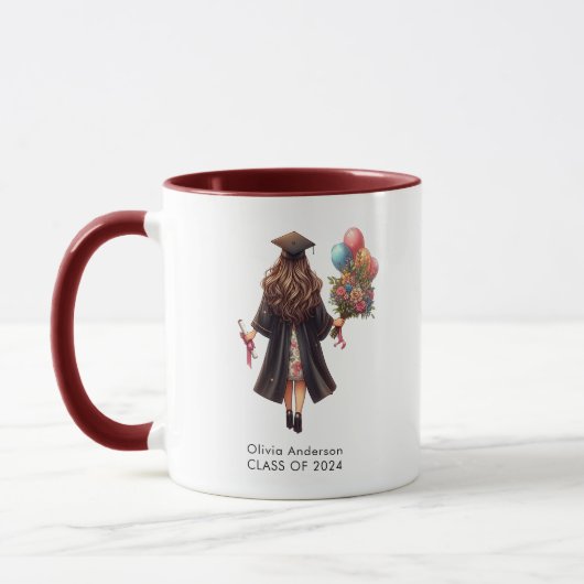 Modern Afstuderen Meisje Waterverf Afstuderen Koff Mok (Links)