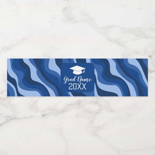 Modern Afstuderen met Funky Pattern en Naam Waterfles Etiket (Enkel label)