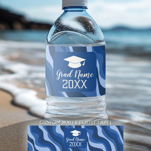 Modern Afstuderen met Funky Pattern en Naam Waterfles Etiket