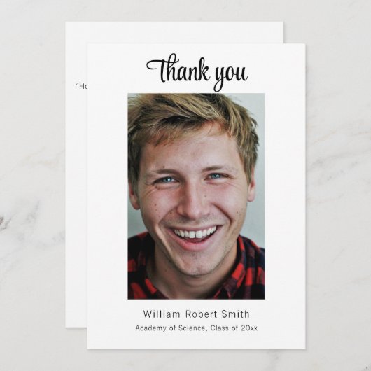 Modern Afstuderen met Masculine Vibe Personalisere Bedankkaart (Voorkant / Achterkant)