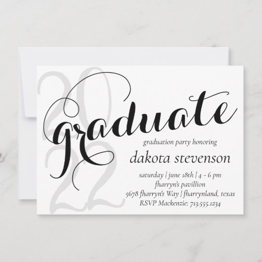 Modern Afstuderen | Minimaal zwart klassiek script Kaart (Voorkant)