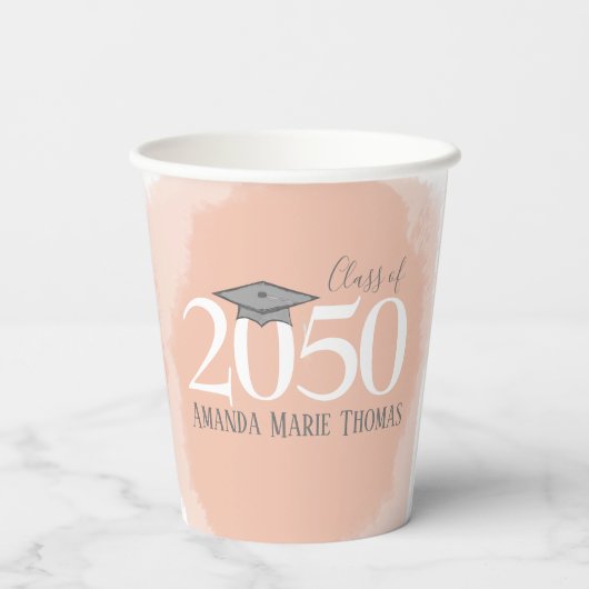 Modern Afstuderen minimalistisch Mortarboard-Sinaa Papieren Bekers (Achterkant)