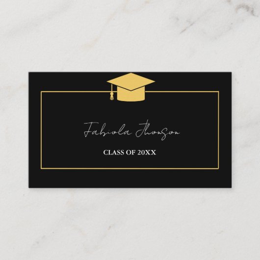 Modern Afstuderen Naam Kaart Invoegen Goud Lijst (Voorkant)