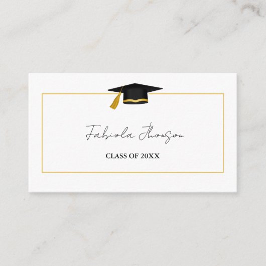 Modern Afstuderen Naam Kaart Invoegen Goud Lijst (Voorkant)