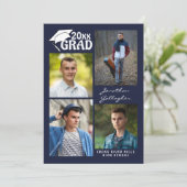 Modern Afstuderen Navy Blue 5 Photo AFSTUDEERDER Aankondiging (Staand voorkant)
