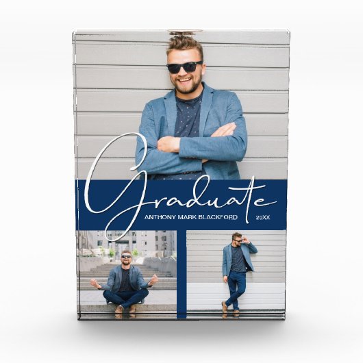 Modern Afstuderen Navy Blue Collage Fotoblokken (Voorkant)