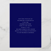 Modern Afstuderen Navy Blue Gold Foil Aankondiging (Achterkant)