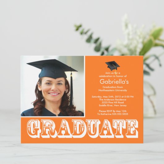 Modern Afstuderen Oranje fotograaf Kaart (Staand voorkant)