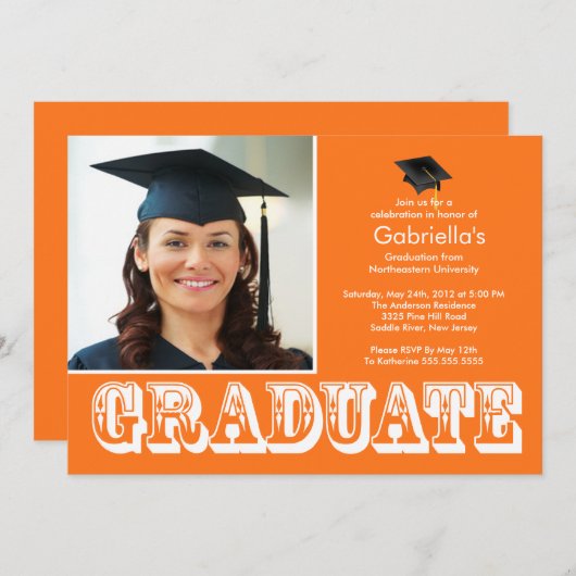 Modern Afstuderen Oranje fotograaf Kaart (Voorkant / Achterkant)