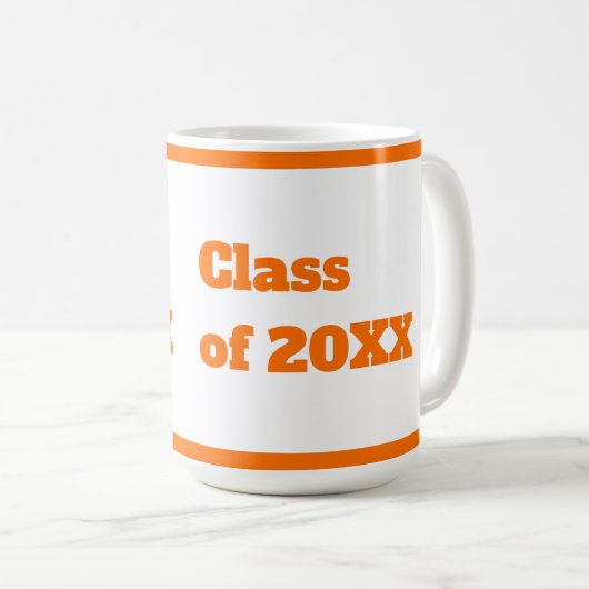 Modern Afstuderen Oranje Script Koffiemok (Voorkant rechts)
