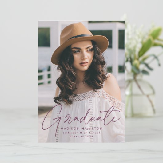 Modern Afstuderen Paars Afstuderen van de Foto van Aankondiging (Staand voorkant)