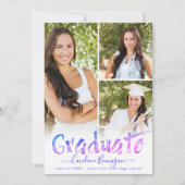 Modern Afstuderen Paarse roze fotocollage Aankondiging (Voorkant)