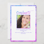 Modern Afstuderen Paarse roze fotocollage Aankondiging (Achterkant)