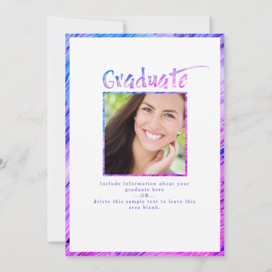 Modern Afstuderen Paarse roze fotocollage Aankondiging (Achterkant)