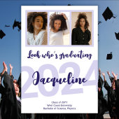 Modern Afstuderen Paarse Script Fotocollage Kaart