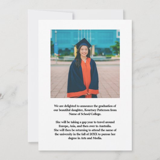 Modern Afstuderen Pet 2 Foto Afstuderen Aankondigi Aankondiging (Achterkant)