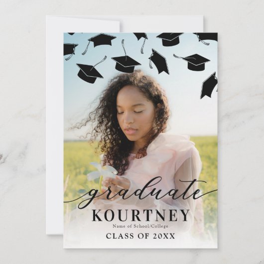 Modern Afstuderen Pet 2 Foto Afstuderen Aankondiging (Voorkant)