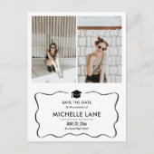 Modern Afstuderen Pet Bewaar de datum twee foto's Briefkaart (Voorkant)