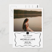 Modern Afstuderen Pet Bewaar de datumfoto Briefkaart (Voorkant / Achterkant)