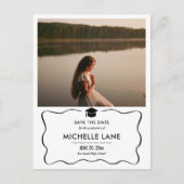 Modern Afstuderen Pet Bewaar de datumfoto Briefkaart (Voorkant)