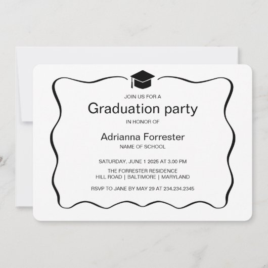 Modern Afstuderen Pet Casual script Kaart (Achterkant)