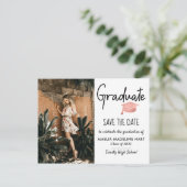 Modern Afstuderen Pet | De datum-foto opslaan  Aankondigingskaart (Staand voorkant)