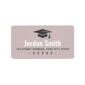 Modern afstuderen pet roos taupe retouradres etiket (Voorkant)