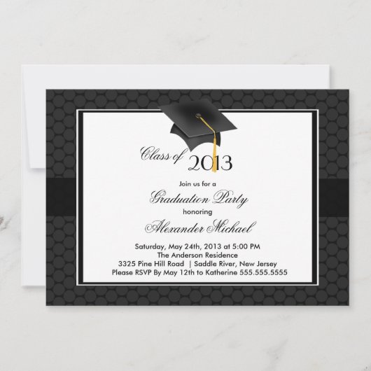 Modern Afstuderen Pet & Tassel Graduation Party Kaart (Voorkant)