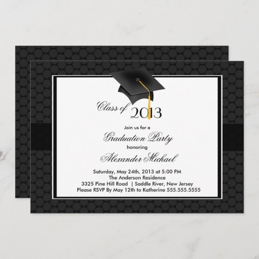 Modern Afstuderen Pet & Tassel Graduation Party Kaart (Voorkant / Achterkant)