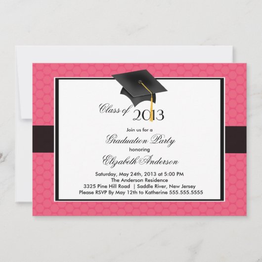 Modern Afstuderen Pet & Tassel Graduation Party Kaart (Voorkant)