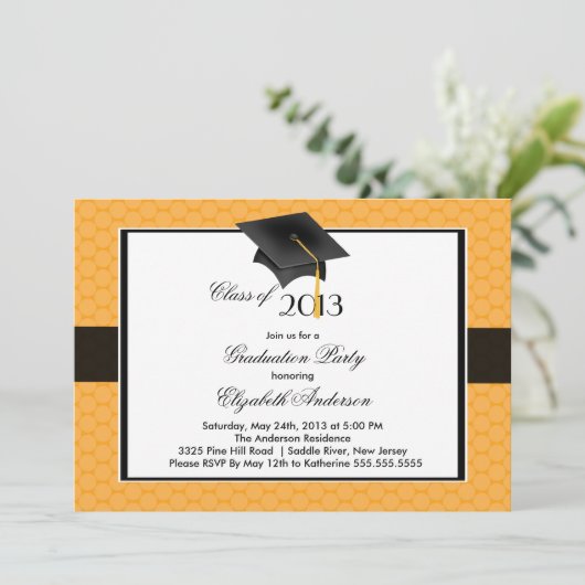 Modern Afstuderen Pet & Tassel Graduation Party Kaart (Staand voorkant)