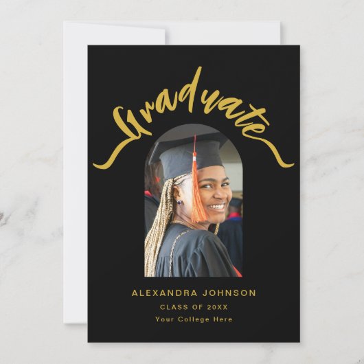 Modern Afstuderen Photo Arch Gold Script Afstudere Aankondiging (Voorkant)