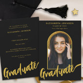 Modern Afstuderen Photo Arch Gold Script Zwart Aankondiging