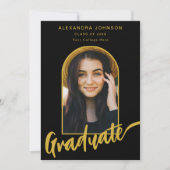 Modern Afstuderen Photo Arch Gold Script Zwart Aankondiging (Voorkant)