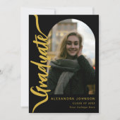 Modern Afstuderen Photo Arch Zwart Goud Script Aankondiging (Voorkant)