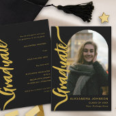 Modern Afstuderen Photo Arch Zwart Goud Script Aankondiging