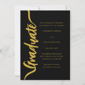 Modern Afstuderen Photo Arch Zwart Goud Script Aankondiging (Achterkant)