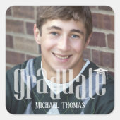 Modern Afstuderen Photo Party Custom Vierkante Sticker (Voorkant)