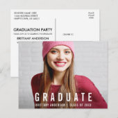 Modern Afstuderen Photo Party Invitation Briefkaar Uitnodiging Briefkaart (Voorkant / Achterkant)