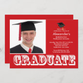 Modern Afstuderen Red Photo Graduation Party Kaart (Voorkant / Achterkant)