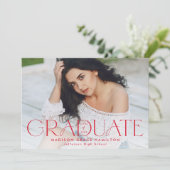 Modern Afstuderen Rode Typografie 2 Foto Afstudere Aankondiging (Staand voorkant)