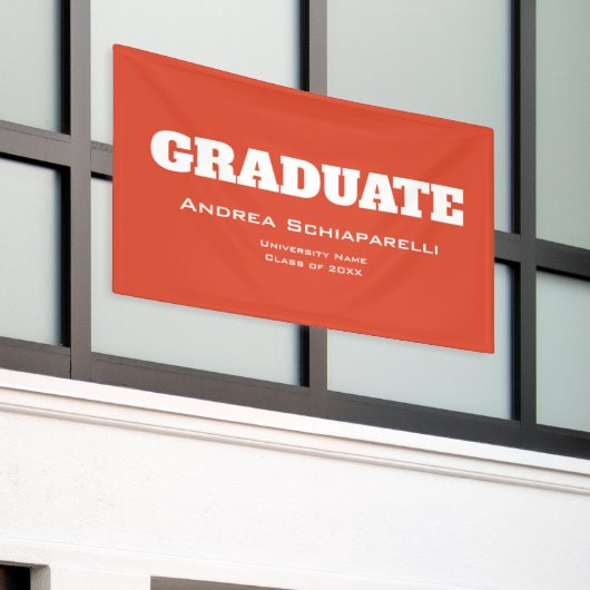 Modern Afstuderen Rood en Wit Buiten Spandoek (Buitenkant Gebouw)