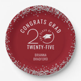 Modern Afstuderen Rood Stijlvol Klasse Jaar Papieren Bordje