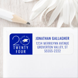 Modern Afstuderen Royal Blue Klasse Jaar Etiket