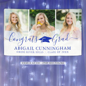 Modern Afstuderen Royal Blue Script 3 foto's Spandoek