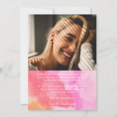 Modern Afstuderen Roze en Oranje Foto Afstuderen Bedankkaart (Achterkant)